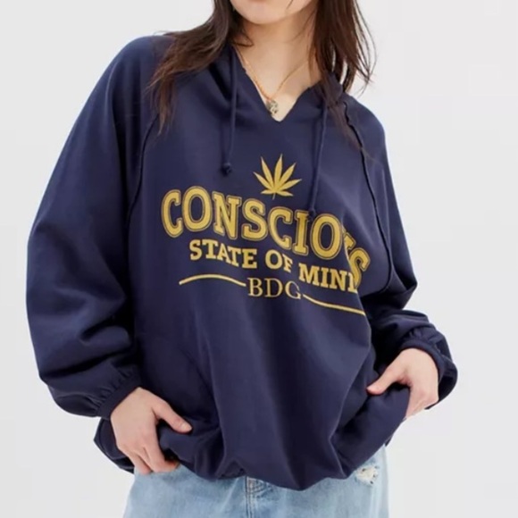 BDG Ryder State Of Mind Navy blue, hooded sweatshirt - Picture 1 of 15